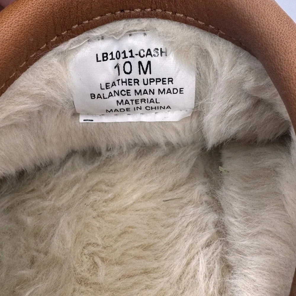 Clarks Men's Size 10 Leather Faux Fur Lined Scuff Slip Ons Slippers Tan Brown - Picture 5 of 11